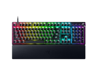 Геймърска клавиатура Huntsman V3 Pro - US Layout, Gaming Keyboard, Analog Optical Switch Gen-2, Razer Chroma RGB, Magnetic Firm Leatherette Wrist Rest, Multi-function Dial with 3 dedicated button, Detachable Type-C Cable, Doubleshot PBT Keycaps, 1000 Hz P