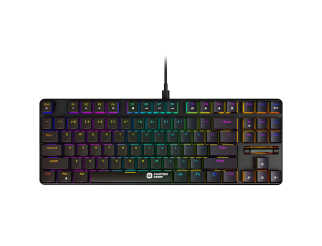 Геймърска клавиатура CANYON Cometstrike TKL GK-50, 87keys Mechanical keyboard, 50million times life, with VS11K30A solution, GTMX red switch, Rainbow backlight, 20 modes, 1.8m PVC cable, metal material + ABS, US layout, size: 354*126*26.6mm, weight:624g, 