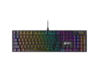 Геймърска клавиатура CANYON Cometstrike TKL GK-55, 104keys Mechanical keyboard, 50million times life, with VS11K28A solution, GTMX red switch, RGB backlight, 18 modes, 1.8m PVC cable, metal material + ABS, US layout, size: 436*126*26.6mm, weight:820g, bla