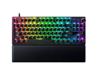 Геймърска клавиатура Razer Huntsman V3 Pro Tenkeyless, Gaming keyboard, Analog Optical Switch gen2, Razer Chroma RGB, Magnetic Firm Leatherette Wrist Rest, Multi-function Dial with 3 dedicated button, Detachable Type C Cable, 1000 Hz Polling Rate, Brushed
